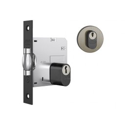 Fechadura Porta Stam 1005 Trinco Rolete Roseta Redonda Externa Escovado Antique E-coat - 1