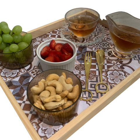 Bandeja Estampada para Café da Manhã: Azulejo Natural