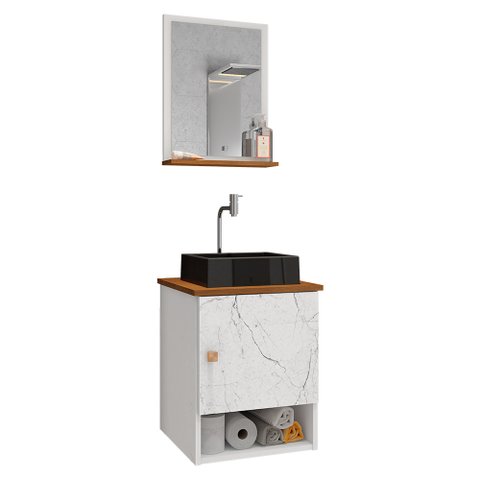 Conjunto de Banheiro com Gabinete 1 Porta, Cuba e 1 Espelheira Lima