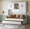 Ver imagem 1 de Jogo de Quarto Modulado Aéreo Ponte e Bicama Solteiro Ônix Flex Nature Branco - Peternella