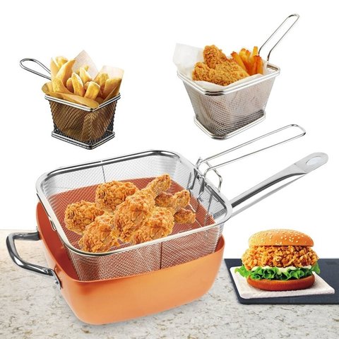 Mini Cesta de Fritura de Aço Inoxidável Walfos, Cesta de Fritadeira