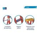 Ver imagem 3 de Escada em Fibra Tesoura 5 Degraus 1,80m com Patamar Simples WBertolo