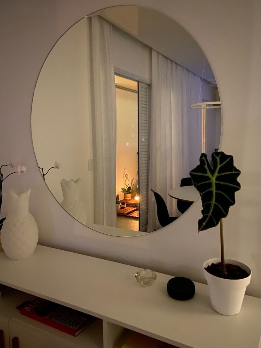 Espelho Redondo Decorativo 30x30 Cm Decoração Quarto Banheiro - 2
