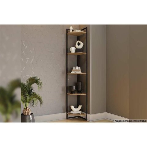 Estante Cantoneira Kappesberg Estilo Industrial Li022 Cor Freijó/preto Fosco
