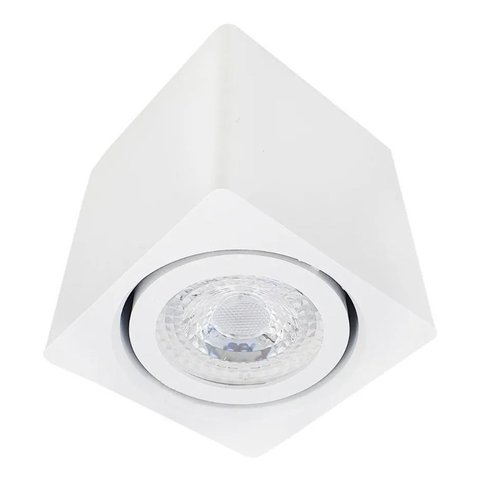 Kit 10 Spot Sobrepor Teto Beiral para Lâmpada Dicroica Branco Direcionável + 10 Lâmpadas Cor:branco