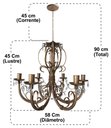 Ver imagem 2 de Lustre De Ferro Rústico Dourado Com Cristal Artesanal Libertas Rosas Artesanato Rococó