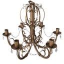 Ver imagem 1 de Lustre De Ferro Rústico Dourado Com Cristal Artesanal Libertas Rosas Artesanato Rococó
