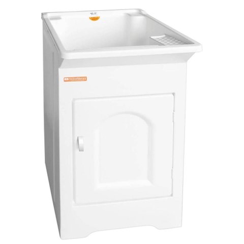 Tanque para Lavanderia Lavar Roupas Calçados Pequeno 22l Branco com Gabinete Stilofibra Tanquinho