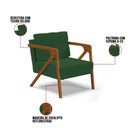 Ver imagem 3 de Kit 02 Poltronas Veludo Verde Base De Madeira Castanho