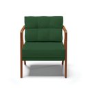 Ver imagem 7 de Kit 02 Poltronas Veludo Verde Base De Madeira Castanho