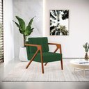 Ver mais imagens de Kit 02 Poltronas Veludo Verde Base De Madeira Castanho