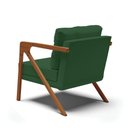 Ver imagem 5 de Kit 02 Poltronas Veludo Verde Base De Madeira Castanho