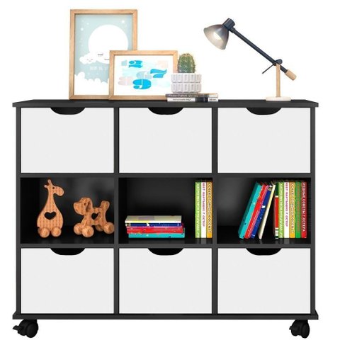 Nicho Organizador Toys 6 Gavetas Preto/Branco Mpozenato