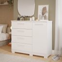 Ver imagem 1 de Cômoda 1 Porta 4 Gavetas MDF Sophia Espresso Móveis Branco