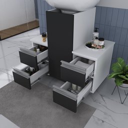 Gabinete Banheiro Coluna para Encaixe Branco / Preto - 2