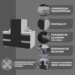 Gabinete Banheiro Coluna para Encaixe Branco / Preto - 4