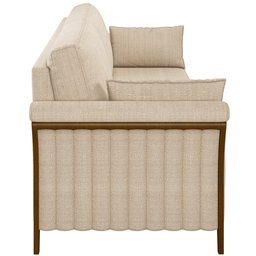 Sofá 02 Lugares para Sala de Estar Pés em Madeira 162 Cm Stefan M03 Linho Bege - Lyam Decor - 4