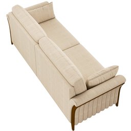 Sofá 02 Lugares para Sala de Estar Pés em Madeira 162 Cm Stefan M03 Linho Bege - Lyam Decor - 5