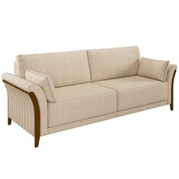Sofá 02 Lugares para Sala de Estar Pés em Madeira 162 Cm Stefan M03 Linho Bege - Lyam Decor - 1