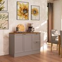Ver imagem 4 de Balcao com Tampo 120 cm 2 Portas 2 Gavetas Unna Gris Carvalho Oak Poliman