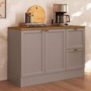 Ver imagem 3 de Balcao com Tampo 120 cm 2 Portas 2 Gavetas Unna Gris Carvalho Oak Poliman