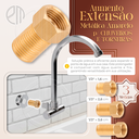 Ver imagem 2 de Kit 5 Conexão Extensor Aumento Prolongador Médio Rosca 1/2 2,5cm