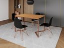 Ver imagem 1 de Mesa Industrial Base Ferro Cobre em V Tampo 137x90 Canela 4 Cadeiras Eames Assento Preto Ferro Cobre