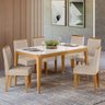 Conjunto Mesa Jantar Retangular Aurea Tampo Vidro 6 Cadeiras:off White / Ypê - 2