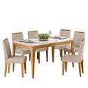 Ver imagem 1 de Conjunto Mesa Jantar Retangular Aurea Tampo Vidro 6 Cadeiras:off White / Ypê