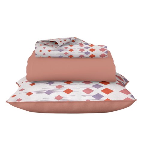 Jogo de Cama Rosa Claro Lençol Queen 100% Algodão 3pçs 120 Fios