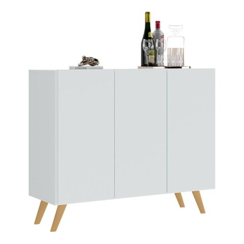Aparador Buffet 3 Portas Retrô Veneza Multimóveis V1009 Branco/Natural