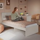 Ver mais imagens de Cama de Solteiro com Escrivaninha Integrada El Calafate 90cm Bege/Arenas