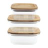 Conjunto de Potes de Vidro com Tampa de Bambu 3 Peças Oikos - 1