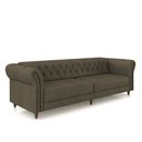 Ver imagem 2 de Sofá Living Sala de Estar Stanford Chesterfield 3 Lugares 240cm Pés de Madeira Couro Capuccino G58 -
