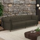 Ver imagem 1 de Sofá Living Sala de Estar Stanford Chesterfield 3 Lugares 240cm Pés de Madeira Couro Capuccino G58 -
