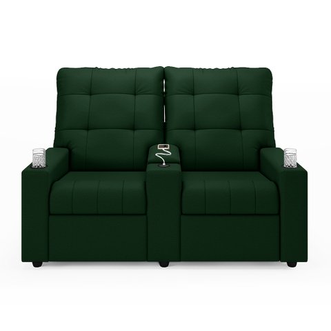 Poltrona Reclinável para Cinema Parma 2 Lugares Baú Usb Veludo Verde Fh1 - D'Rossi