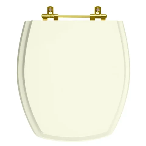 Assento Sanitário Poliéster Thema Biscuit para vaso Incepa Com Ferragem Dourada