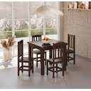 Ver imagem 1 de Conjunto Mesa Castanho De Madeira Maciça 88x88 + 4 Cadeiras Madeira Para Cozinha Sala De Jantar  Sfa