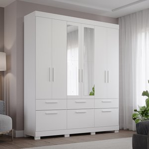 Guarda-roupa Casal 192cm 7 Portas 5 Gavetas com Espelho 100% Mdf Coimbra Espresso Móveis