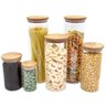 Conjunto de Potes de Vidro com Tampa de Bambu 6 Peças Oikos - 1