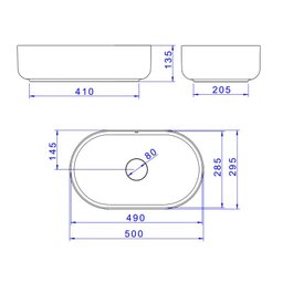 Cuba de Apoio Deca 50x30 L.14050.94 Oval Ébano Fosco - 5