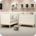Ver imagem 1 de Quarto de Bebê Berço + Cômoda 6 Gvts Classic Pés em Madeira Natural Areia