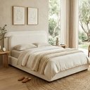 Ver imagem 2 de Cama Japonesa Casal com Cabeceira Arredondada Lumie Bouclé Gelo - Nexta Casa