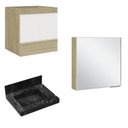 Ver imagem 2 de Conjunto para Banheiro com Espelheira, Gabinete, Lavatório em Porcelanato com Cuba Esculpida