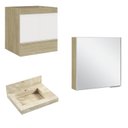 Ver imagem 2 de Conjunto para Banheiro com Espelheira, Gabinete, Lavatório em Porcelanato com Cuba Esculpida