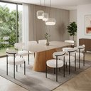 Ver imagem 1 de Mesa Jantar Vidro 200cm Off Kit 8 Cadeiras Aço Preto Boucle Ted H02 - D'Rossi