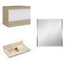 Conjunto para Banheiro com Espelho, Gabinete, Lavatório em Porcelanato com Cuba Esculpida 80cm  - 2