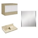 Ver imagem 2 de Conjunto para Banheiro com Espelho, Gabinete, Lavatório em Porcelanato com Cuba Esculpida 80cm