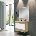 Ver imagem 1 de Conjunto para Banheiro com Espelho, Gabinete, Lavatório em Porcelanato com Cuba Esculpida 80cm