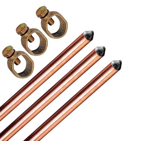 Kit 3 Haste + 3 Conector Terra 5/8 X2,4m Cobreada